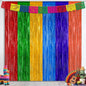 2 Pack Cinco De Mayo Decorations, 3.28 FT x 7.05 FT Fiesta Rainbow Backdrop, Mexican Style Fringe Curtains Tinsel Backdrop Party Streamer, Metallic Taco Party Decorations Mexican Decor