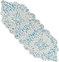 Handcrafted Beaded Table Runner – Elegant, Stain-Resistant Glass Bead & Polyester Glitz Accent for Farmhouse, Wedding, Bridal Shower, Dinner Table & Holiday Decor (Sky Blue White) - CLEENTABLE