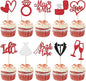 30 PCS Bride to Be Cupcake Toppers Glitter Miss to Mrs I Do Love Heart Ring Cupcake Picks Wedding Bridal Shower Cake Decorations for Wedding Engagement Bachelorette Party Supplies Red
