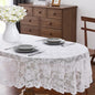 LinenZone White Oval Tablecloth for Rustic Vintage Decor. Sheer Lace Tablecloth Works Great As Wedding Tablecloth, Thanksgiving Tablecloth or Christmas Tablecloth (Mia Oval 104, White)