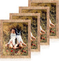8.5x11 Picture Frame Set of 4, High Definition Real Glass Rustic Brown Frame, Wood Photo Frames 8.5 by 11 Diploma Document for Wall Hanging and Tabletop Display