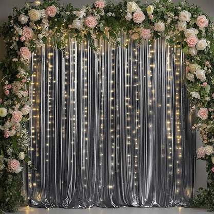 30ftx10ft Black Silver Glitter Sequin Backdrop Curtain for Parties, Wrinkle Free Sparking Backdrop Drapes, 6 Panels 5x10ft Shimmer Photo Back Drop Cloth for Wedding Birthday Photography