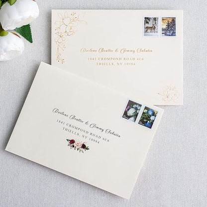 PONATIA 50 PCS 5x7 Envelopes, Self- Adhesive Cream A7 Envelopes for Weddings, Invitation Cards, Photos, Postcards, Greeting Cards Mailing, Baby Shower, Graduation, Christmas Gift Cards