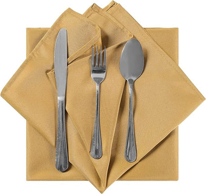 Cloth Napkins 20x20 inch Washable Polyester Dinner Napkins Soft Table Napkins for Wedding Party Dining Banquet(Gold,50PCS)