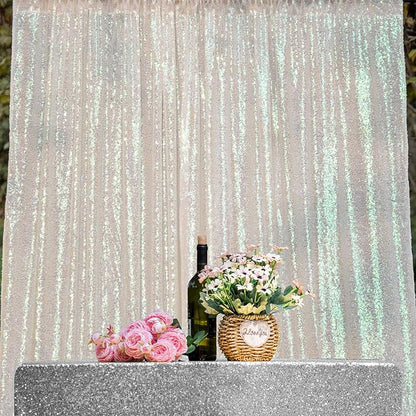 JYFLZQ White Iridescent Sequin Backdrop Curtains 10ft x 10ft 1 Panel Glitter Photo Booth Backdrops Sparkly Photography Background Drapes for Parties Wedding Bridal Showers…