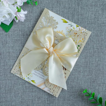 20 PCS 5.12x7.2 Butterfly Quinceanera Invitation, Laser Cut Wedding Invitation Cards with Envelopes for XV Anos Bridal Shower Baby Shower Invite (Shinny Champagne)