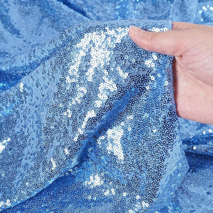 SquarePie Sequin Tablecloth 50 x 72 Inch Baby Blue Sparkly Table Linen for Wedding Party