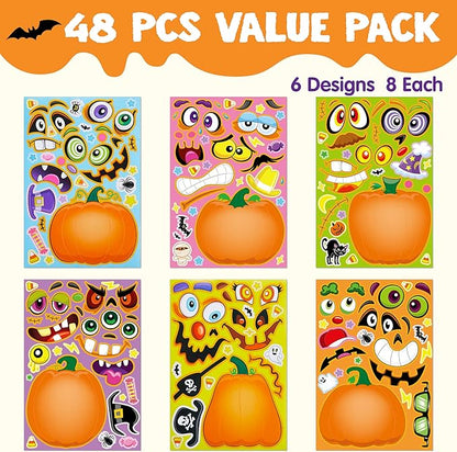 JOYIN 48 Pcs Halloween Pumpkin Stickers for Kids, Halloween Party Favor, Craft Party Supplies, Funny Sticker with Different Pumpkin Design, Classroom Activities Games Goodies Treat Gifts（Age 3+）