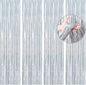 BTSD-home 4 Pack Laser Silver Foil Fringe Curtain Holographic, Metallic Photo Booth Tinsel Backdrop Door Curtains for Wedding Birthday Baby Shower Bachelorette Party Decorations(3ft x 8ft)