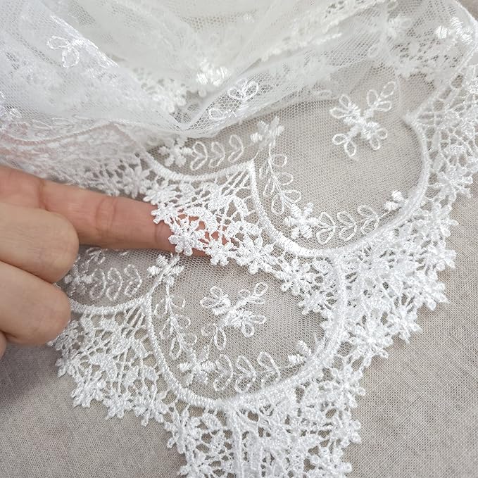 Inicia Table Lace Runner 12×86 inch Embroidered for Holiday Wedding Picnic Daily Dinner Tables White Decor (Polyester, 12"×86" (31cm×220cm))