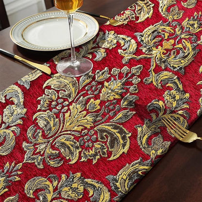 Christmas Red Chenille Table Runner for Center Decoration(13x60inch)