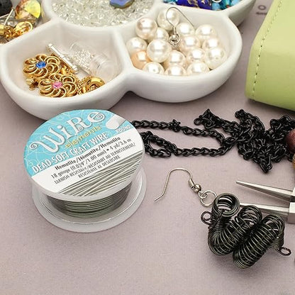 The Beadsmith Wire Elements Craft Wire – Tarnish Resistant, Soft Temper, Round, Hematite Color – 1mm, 18 Gauge, 4 Yard Spool – Jewelry Making, Wire Wrapping, Floral, & Other DIY Crafts