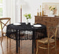 LinenZone Black Round Tablecloth for Rustic Vintage Decor. Sheer Lace Tablecloth Works Great As Wedding, Thanksgiving or Christmas Decor (Mia 48 Round, Black)