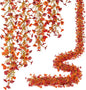 Fall Mums Flowers Artificial Garland for Decoration, 4 Pack 5.9 FT Faux Mums with Eucalyptus Leaves Ivy, UV Resistant Fake Fall Daisy Floral Vine Flowers for Home Garden Wedding Backdrop Decor