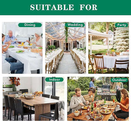 Biscaynebay Textured Fabric Tablecloths 70x108 Inches Rectangular, White Water Resistant Tablecloths for Dining, Kitchen, Wedding and Parties etc. Machine Washable