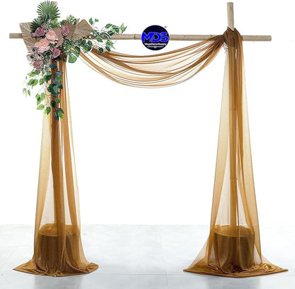 MDS Halloween Chiffon Draping Fabric - 1 Panel, 30" Wide x 75ft Long - Sheer Spooky Arbor & Canopy Drapery for Haunted House Backdrops, Party Ceilings, DIY Costumes & Themed Events - Mocha
