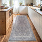 Bloom Rugs Washable Non-Slip 10 ft Runner - Blue/Steel Gray/Beige Traditional Medallion Runner for Entryway, Hallway, Bathroom, and Kitchen - Exact Size: 2.5' x 10'