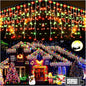 KNONEW Christmas Lights Outdoor Decorations 400 LED 33ft 8 Modes Curtain Fairy String Light with 75 Drops, Clear Wire LED String Light Indoor Decor for Wedding Party Christmas (Red and Green)