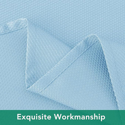 Biscaynebay Textured Fabric Round Tablecloths 60" for Round Tables diameters from 28" to 48", Light Blue Water Resistant Folding Table Covers Washable for Dining, Kitchen, Wedding, Parties etc