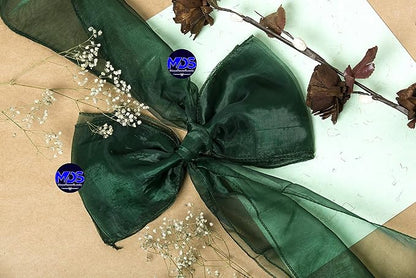 MDS Pack of 25 PCS Organza Chair Sashes Wider Dining Chair Bows Ribbon Tie Back for Wedding Party Birthday Bridal Shower Reception Event Banquet Home Chair Cover Decoration - Hunter Green