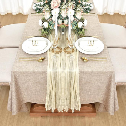 Fitable Faux Linen Tablecloths for Rectangle Tables: Water & Stain Resistant Farmhouse Table Cloth, Washable Burlap Textured Table Covers for Kitchen Dining Party(2 Pack, 60x84 Inch, Beige)