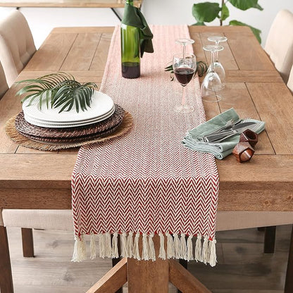 DII Woven Basic Tabletop Collection, Chevron Table Runner, 15x108, Barn Red