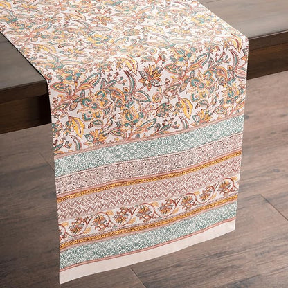 Maison d' Hermine Table Runner 100% Cotton Single Layer Table Runners 108 inches Long for Thanksgiving Christmas Decorations Home Kitchen Dining Party Wedding (Nila, 14.5" x 108")