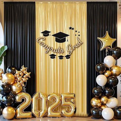 10x10 ft Wrinkle Free Gold Sequin Backdrop Curtain for Parties,Thick Not Fall-Off Glitter Wedding Backdrop Drapes,2 Panels 5x10ft Shimmer Photo Back Drop Cloth for Graduation Photography Background