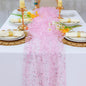 Snowkingdom 10 FT Pink Table Runner, Sequin Glitter Sheer Chiffon Gauze Cheesecloth Pastel Runner 120 Inch , Pink Party Table Decoration for Birthday Wedding Bridal Baby Shower Spring Summer Holiday