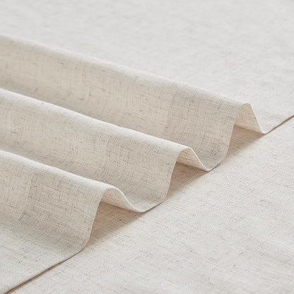 Vision Home Natural Pinch Pleated Semi Sheer Curtains Textured Linen Blended Light Filtering Window Curtains 102 inch for Living Room Bedroom Patio Pinch Pleat Drapes with Hooks 1 Panel 60" Wx102 L