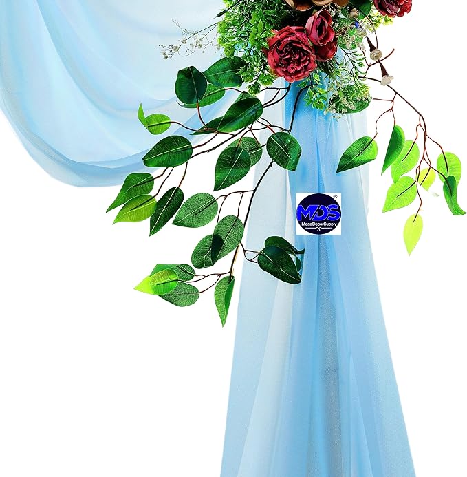 MDS Halloween Chiffon Draping Fabric - 2 Panel, 30" Wide x 50ft Long - Sheer Spooky Arbor & Canopy Drapery for Haunted House Backdrops, Party Ceilings, DIY Costumes & Themed Events - Turquoise