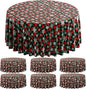 Jectivs 6Pcs Christmas Buffalo Plaid Snowflake Party Tablecloths Decorations,Plastic Red and Green Checkered Round Table Cover for Winter Christmas New Year Birthday Holiday Party Decorations,84 inch