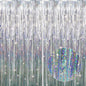 GOER 6.4 ft x 8.2 ft Metallic Tinsel Foil Fringe Curtains,Pack of 2 Party Streamer Backdrop for Birthday,Graduation Decorations and New Year Eve (Shiny Silver)