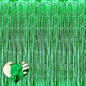 4 Pack Green Fringe Curtain Backdrop, 3.2Ft x 6.6Ft Metallic Tinsel Foil Fringe Streamers Background for Photo Booth Birthday Wedding Baby Shower Carnival Easter Mother’s Day Party Decorations