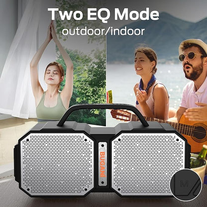 BUGANI Shock Bluetooth Speaker, Portable Bluetooth 5.3, Waterproof Design, 60W High Power Output, Outdoor Speaker, Black (New Model)