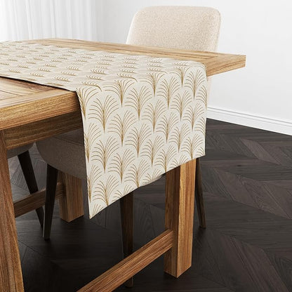 Ruvanti 100% Cotton Table Runner 72 Inches Long, Non-Slip, Stain Resistant, Washable & Reusable Table Runners Perfect for Wedding, Parties, Christmas, Holiday, in-Door use - Luminous