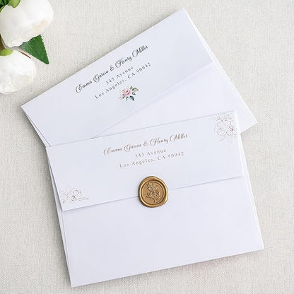 PONATIA 50 PCS 5x7 Envelopes, Self- Adhesive White A7 Envelopes for Weddings, Invitation Cards, Photos, Postcards, Greeting Cards Mailing, Baby Shower, Graduation, Christmas Gift Cards