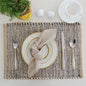 Chardin Home Natural Jute & Grey Placemats, Set of 4 – Rustic Handmade Boho Table Mats, 13x19 Inch Dining Table Placemats for Kitchen, Everyday Meals, Holidays, Farmhouse or Modern Table Décor