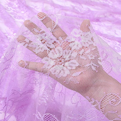 Light Purple Tablecloth Outdoor Lace Table Fabric 2pcs 60x120 Inch for Farmhouse Rustic Wedding Bridal Shower Party Decoration Rectangle Overlay Vintage Embroidered Reception Table Cloth Decor