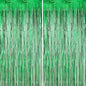 2 Pack Green Foil Fringe Backdrop Curtains, Tinsel Streamers Birthday Party Decorations, Fringe Backdrop for Graduation, Dinosaur Theme, Green Party