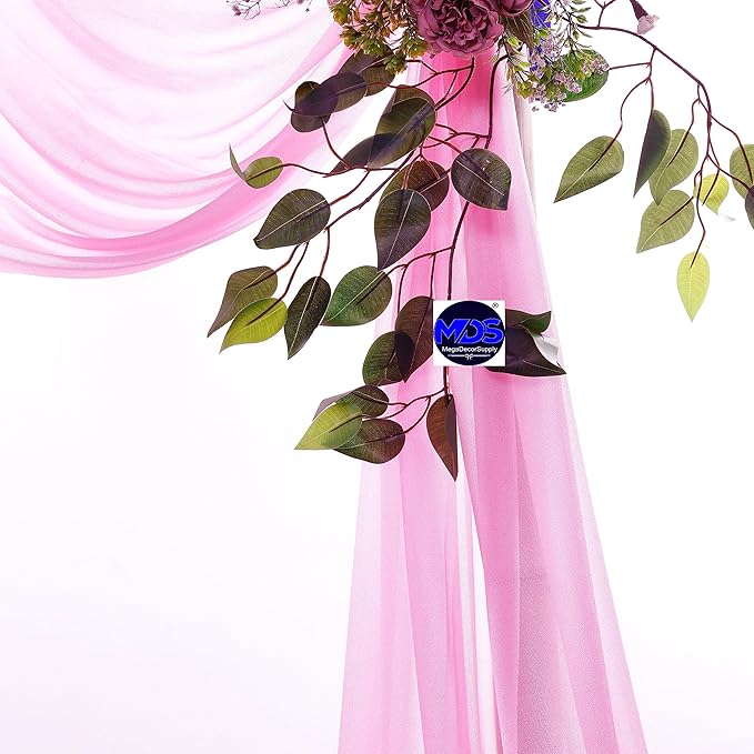 MDS Halloween Chiffon Draping Fabric - 1 Panel, 30" Wide x 50ft Long - Sheer Spooky Arbor & Canopy Drapery for Haunted House Backdrops, Party Ceilings, DIY Costumes & Themed Events - Bubblegum Pink