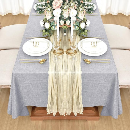 Fitable Faux Linen Tablecloths for Rectangle Tables: Water & Stain Resistant Farmhouse Table Cloth, Washable Burlap Textured Table Covers for Kitchen Dining Party(2 Pack, 52x70 Inch, Light Grey)
