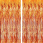 GOER 6.4 ft x 8.2 ft Metallic Tinsel Foil Fringe Curtains,Pack of 2 Party Streamer Backdrop for Birthday,Graduation Decorations and New Year Eve (Orange)