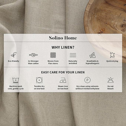 Solino Home Linen Lilac Table Runner 108 Inches Long - 100% Pure Linen 14 x 108 Inch Table Runner for Fall, Autumn, Thanksgiving, Christmas - Classic Hemstitch
