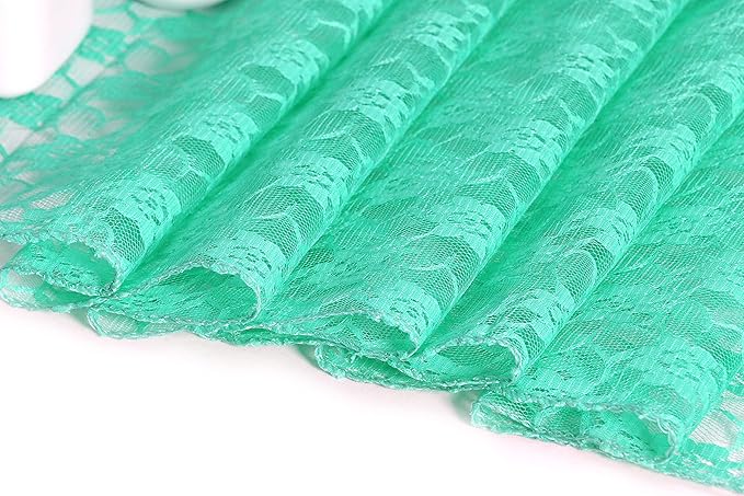 MDS Pack of 5 Wedding 12 x 108 inches Lace Table Runner for Wedding, Decorations for Birthday Parties, Banquets, Graduations, Engagements, and Runners fit Rectangle, Round Table- Mint