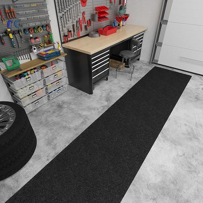 Ottomanson Commercial Scrape Rib Entry Mat – Heavy Duty Ribbed Floor Mat for High Traffic – Non Slip Rubber Back, Waterproof – Indoor Outdoor Use for Offices, Schools, Lobbies, 2' x 35', Black