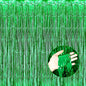 4 Pack Green Foil Fringe Curtain Backdrop, 3.28Ft x 8.2Ft Metallic Tinsel Foil Fringe Streamer Curtains for Photo Booth Props Decor Party Supplies