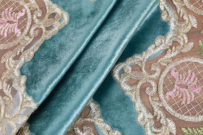 vctops Damask Lace Patchwork Tablecloth Luxury Square Small Table Cover Elegant Floral Embroidered Lace Table Cloth for Party Kitchen Dinning Picnic Decoration (Type N,32"x32")