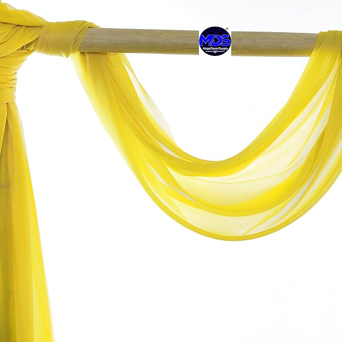 MDS Halloween Chiffon Draping Fabric - 1 Panel, 30" Wide x 100ft Long - Sheer Spooky Arbor & Canopy Drapery for Haunted House Backdrops, Party Ceilings, DIY Costumes & Themed Events - Yellow