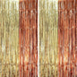 2 Pack Rose and Champion Foil Fringe Backdrop Curtains, Tinsel Streamers Party Decorations, Fringe Backdrop, Door Shimmer for Anniversary or Birthday Party